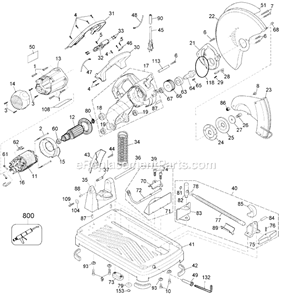 Page A Diagram and Parts List for GR871 Type 1 Black and Decker Chop Saw